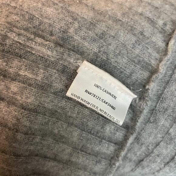 Women's Small Eileen Fisher 100% Cashmere Gray Ribbed Open Knit Cardigan - Picture 9 of 10